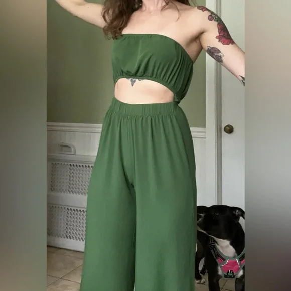 Green Pants Romper - Picture 1 of 4